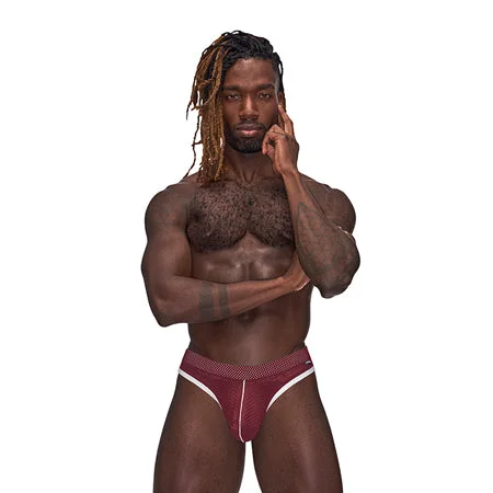 sexy-lingerie-with-off-shoulder-Male Power Sport Mesh Sport Thong Burgundy S/M