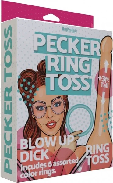 vibrating sex toy for couples with multiple settings accessories-Pecker Ring Toss 3ft Tall Blow Up Dick includes 6 assorted rings