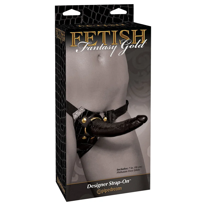 vibrating dildo with adjustable functions for deeper pleasure accessories-Fetish Fantasy Gold Designer Strap-on - Black