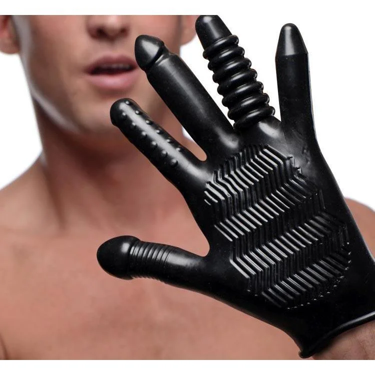 vibrating prostate stimulator with easy-to-use controls accessories-Pleasure Poker Textured Glove