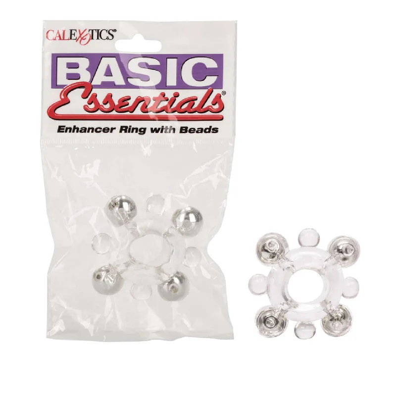 vibrating butt plug with whisper-quiet function accessories-Basic Essentials Enhancer Ring with Beads - Pleasure-Enhancing Couples' Toy