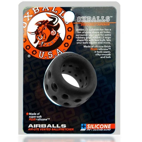 vibrating cock ring for extended pleasure accessories-Oxballs AIRBALLS AIR-LITE VENTED BALLSTRETCHER Black Ice