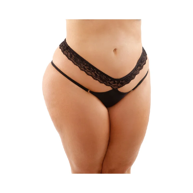 sexy-lingerie-with-stretch-lace-Ren Microfiber Panty With Double-Strap Waistband Black Queen