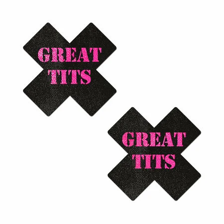 sexy-lingerie-for-chic-seduction-Pastease 'Great Tits' Crosses Pasties Black/Pink