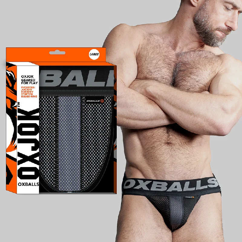 sexy-lingerie-with-polka-dot-trim-Oxballs Oxjok Airmesh Swagger Slider-Strap Jock Tar Black L