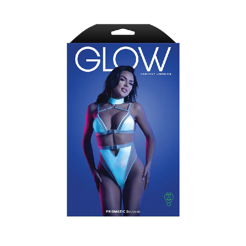 sexy-lingerie-with-flounce-Fantasy Lingerie Glow Prismatic Iridescent Glow-in-the-Dark Cut-Out Harness Bodysuit S/M