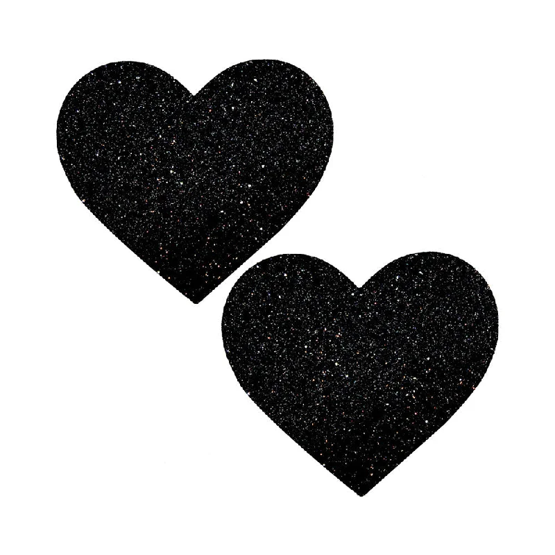 sexy-lingerie-with-backless-Neva Nude Black Malice Queen Status Plus Size Black Glitter Heart Nipple Pasties