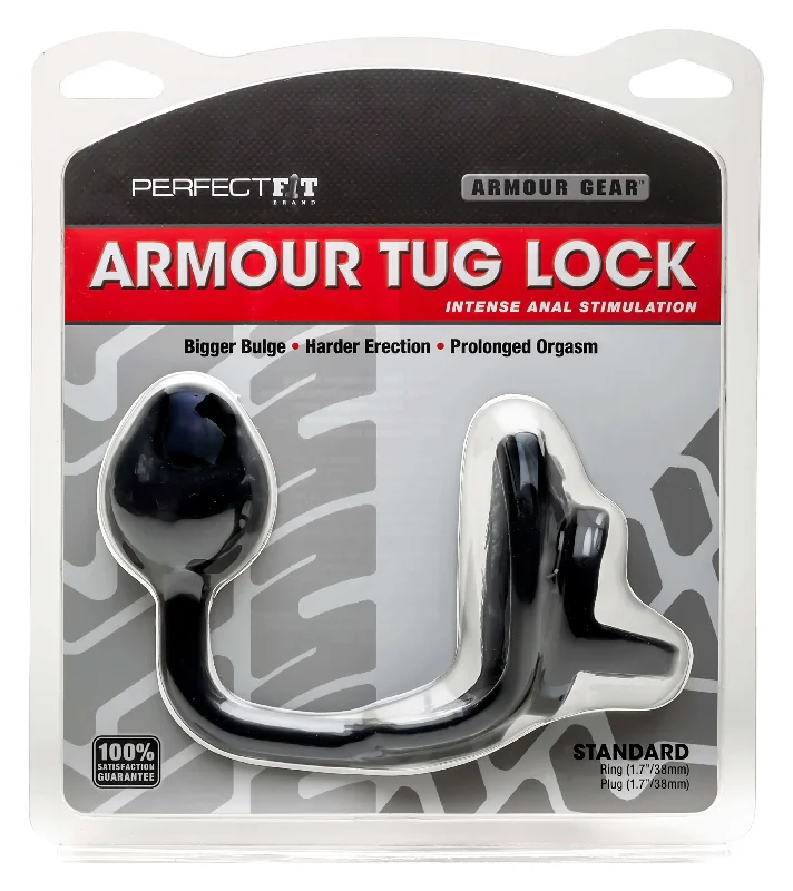 vibrating silicone dildo with remote accessories-Armour Tug Lock Black: Elevate Your Sensual Experience