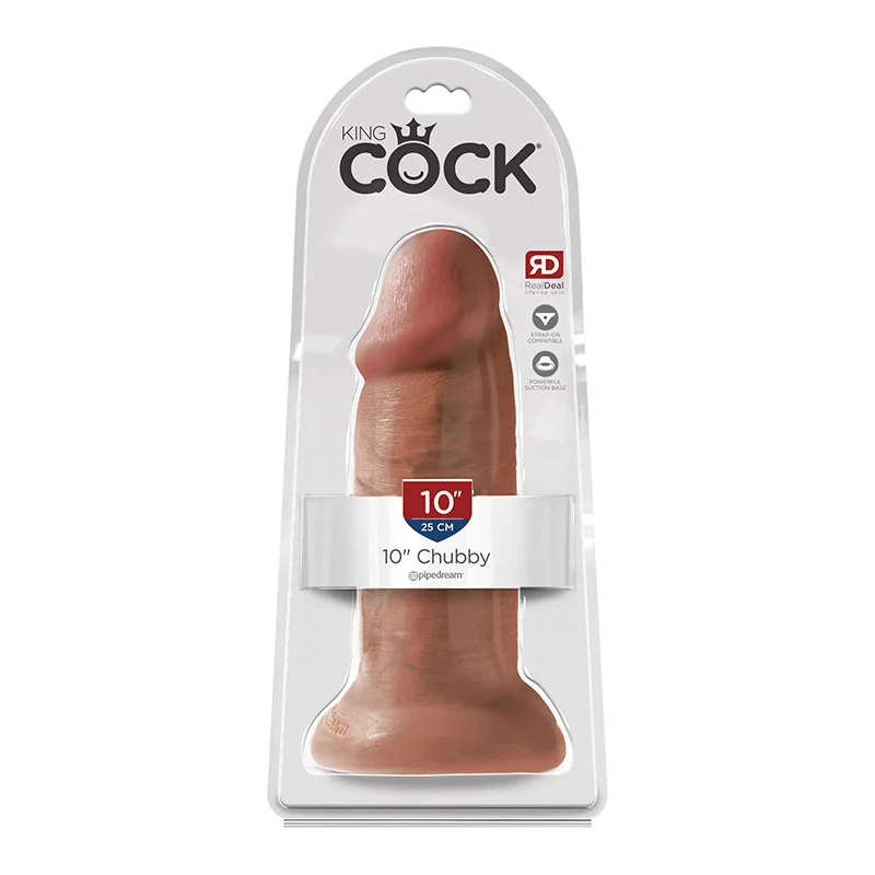 vibrating cock ring for couples play accessories-King Cock 10 Inch Chubby - Tan