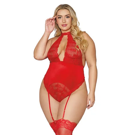 sexy-lingerie-with-velvet-Dreamgirl Garter Teddy Lipstick Red OS Queen