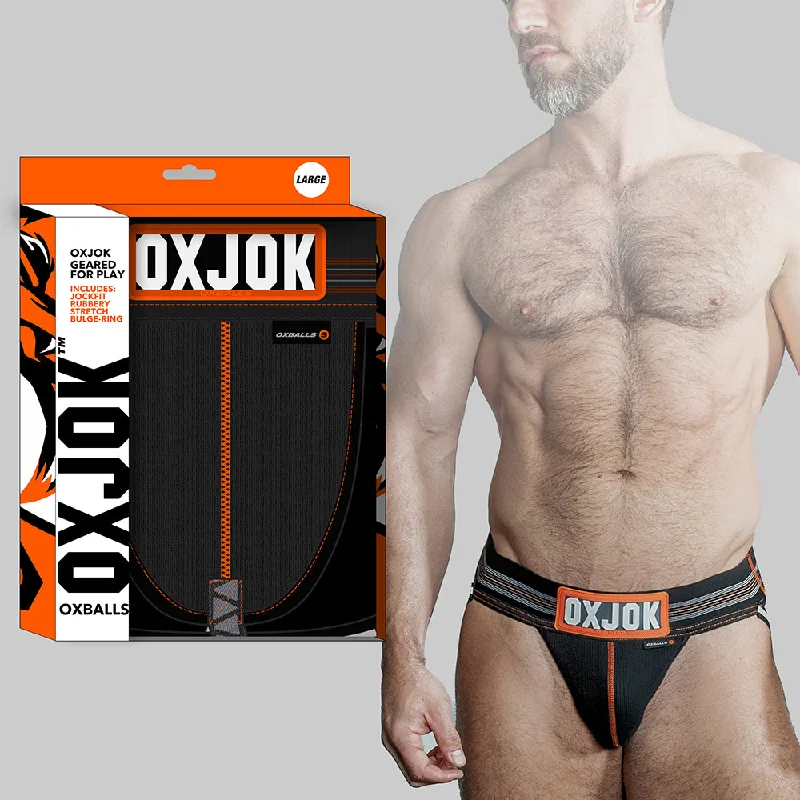 sexy-lingerie-for-dark-seduction-Oxballs Oxjok Slingjock Upthrust Slider-Strap Jock Black Iron 2XL