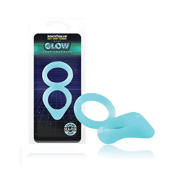 vibrating dildo with adjustable functions for deeper pleasure accessories-Rock Solid Glow In The Dark Dual Enhancer - Blue