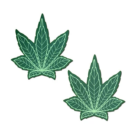 sexy-lingerie-with-wireless-Pastease Indica Pot Leaf: Green Weed Nipple Pasties