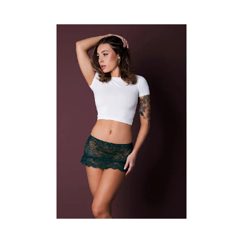 sexy-lingerie-mesh-fabric-Magic Silk Evermore Flounce Skirt Emerald S/M