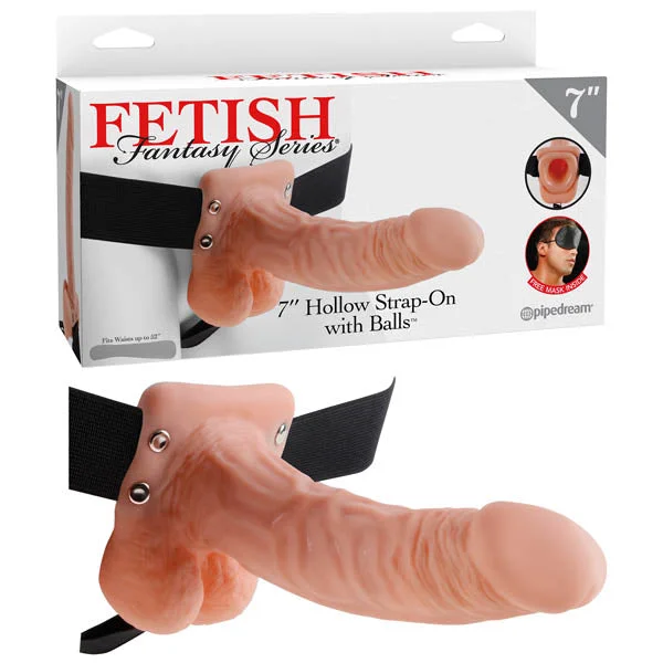 vibrating cock sleeve for faster orgasm accessories-FETISH FANTASY 7 INCH HOLLOW STRAP ON WITH BALLS PURPLE