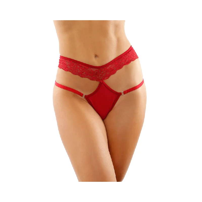 sexy-lingerie-with-guipure-lace-Ren Microfiber Panty With Double-Strap Waistband Red S/M