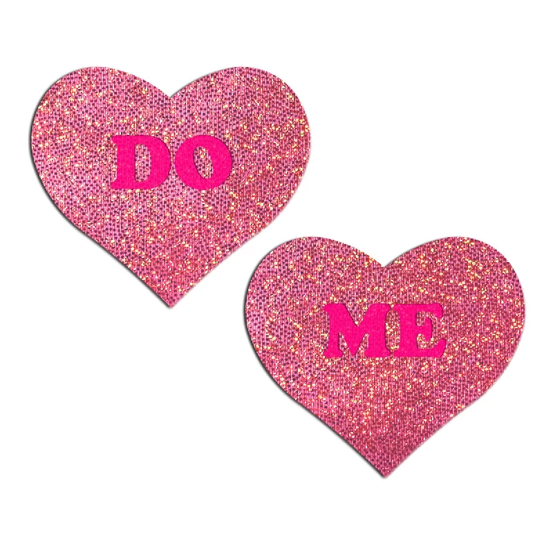 sexy-lingerie-with-quarter-cup-Pastease Glitter 'Do Me' Heart Pasties Pink