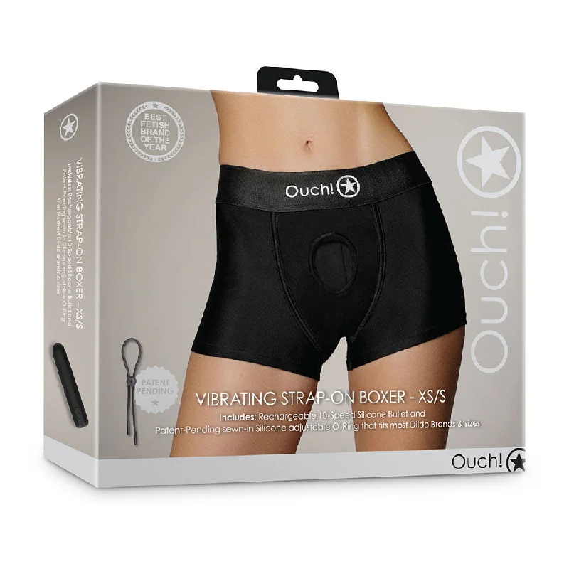 sexy-lingerie-with-bra-Shots Ouch! Vibrating Strap-on Boxer Black XS/S