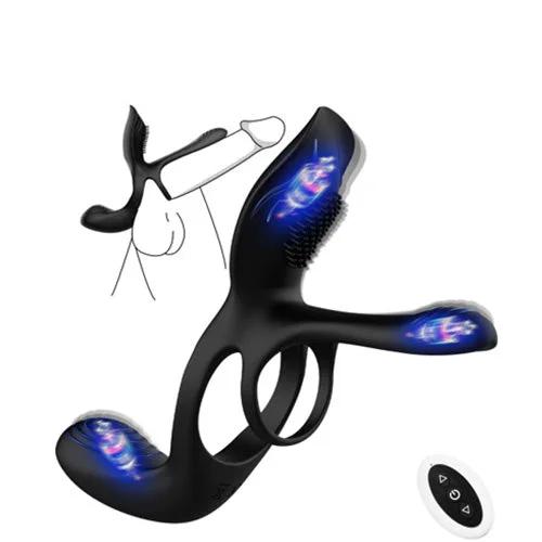 vibrating anal plug with adjustable modes accessories-KERERO 3 in 1 Vibrating Penis Ring with 10 Modes