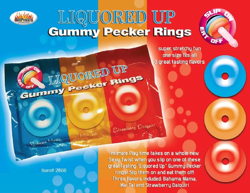 vibrating anal toy for men with different speeds accessories-Liquored Up Pecker Gummy Rings 3 Pack - Flavorful and Fun Adult Treats