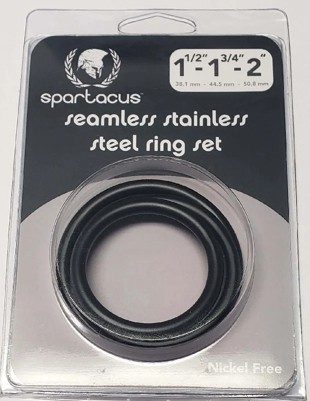 vibrating sex toy for anal and clitoral stimulation accessories-Black Seamless Stainless Steel C Ring Set - 1.5" 1.75" 2"