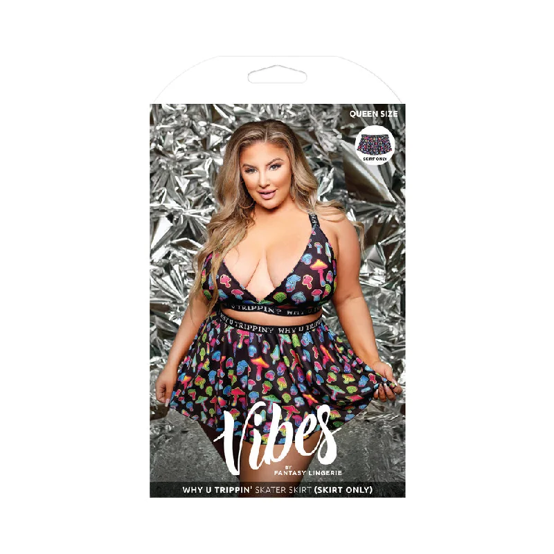 sexy-lingerie-for-curvy-Fantasy Lingerie Vibes Why U Trippin' Skater Skirt Queen Size Black