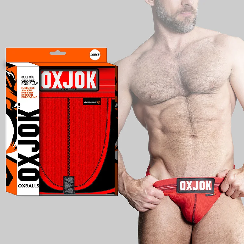 sexy-lingerie-for-subtle-romance-Oxballs Oxjok Slingjock Upthrust Slider-Strap Jock Red Hot XL