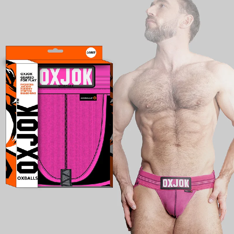 sexy-lingerie-with-ruffle-trim-Oxballs Oxjok Slingjock Upthrust Slider-Strap Jock Pink Sky L