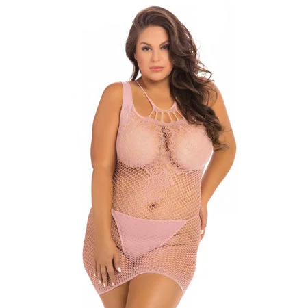 sexy-lingerie-for-classic-charm-Rene Rofe Absolutist Lace And Net Dress Rose Queen Size