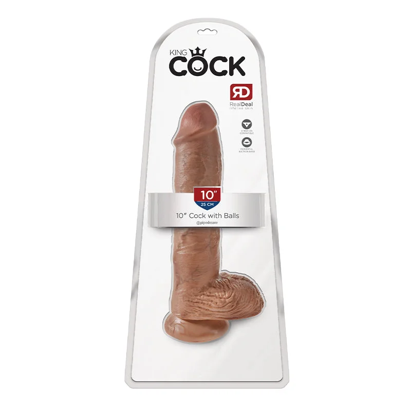 vibrating anal beads with multiple vibration levels accessories-King Cock  10 Inch Cock With Balls - Tan