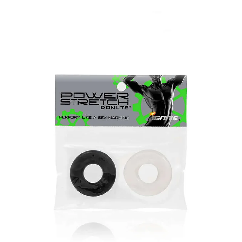 vibrating cock ring for extended pleasure accessories-Si Novelties Ignite Power Stretch Donuts 2 Pack - Black/Clear | Boost Performance