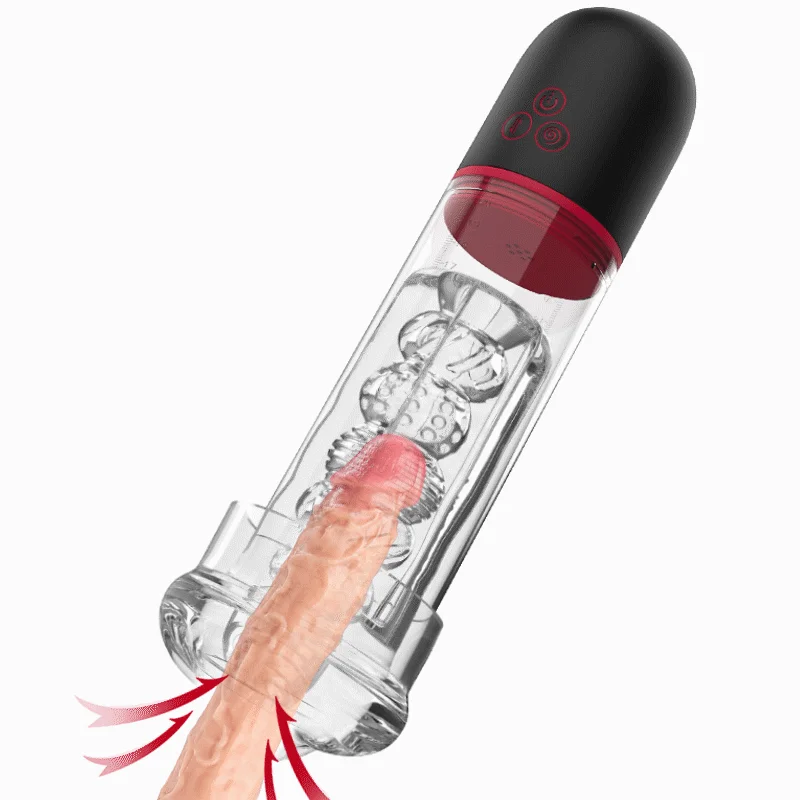 vibrating dildo for couples with app control accessories-9 Vibrating 9 Sucking Transparent Penis Enlargement Pump