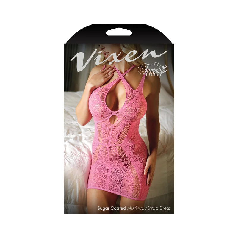 sexy-lingerie-with-feathers-Fantasy Lingerie Vixen Sugar Coated Multi-Way Strap Dress Pink L/XL