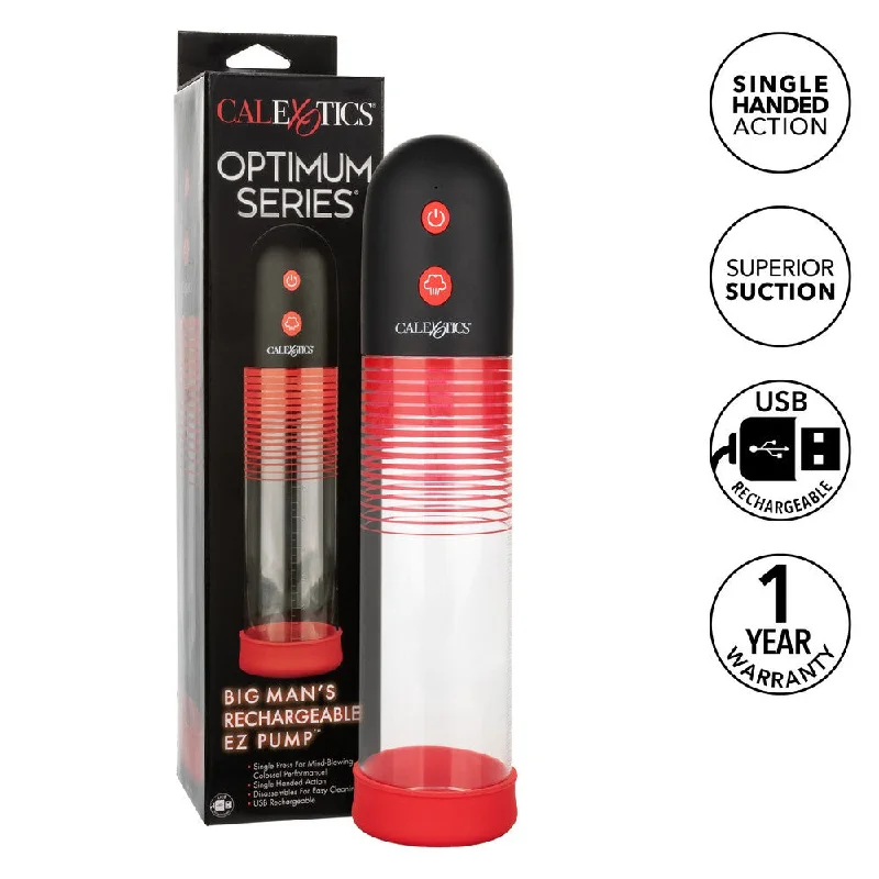 vibrating G-spot dildo with heating function accessories-Optimum Big Mans Rechargeable Automatic Penis Pump by Cal Exotics