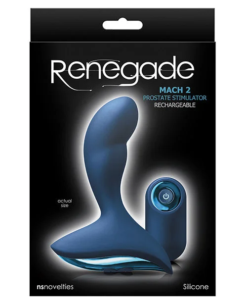 rechargeable vibrating sex toy with quiet motor accessories-Renegade Mach II with Remote - Blue