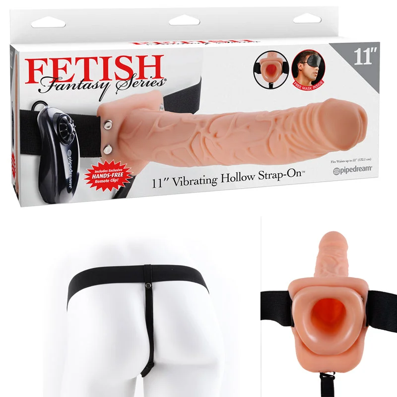 vibrating cock ring for extended pleasure accessories-Fetish Fantasy Series 11-Inch Vibrating  Hollow Strap-on - Flesh