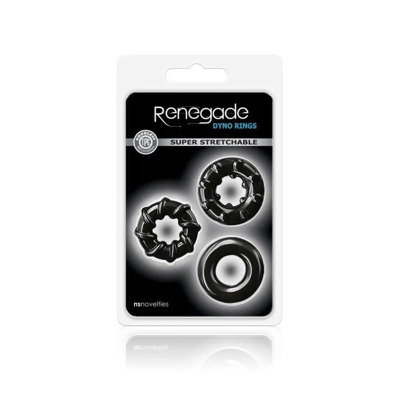 vibrating cock ring for faster pleasure accessories-Renegade Dyno Rings Black