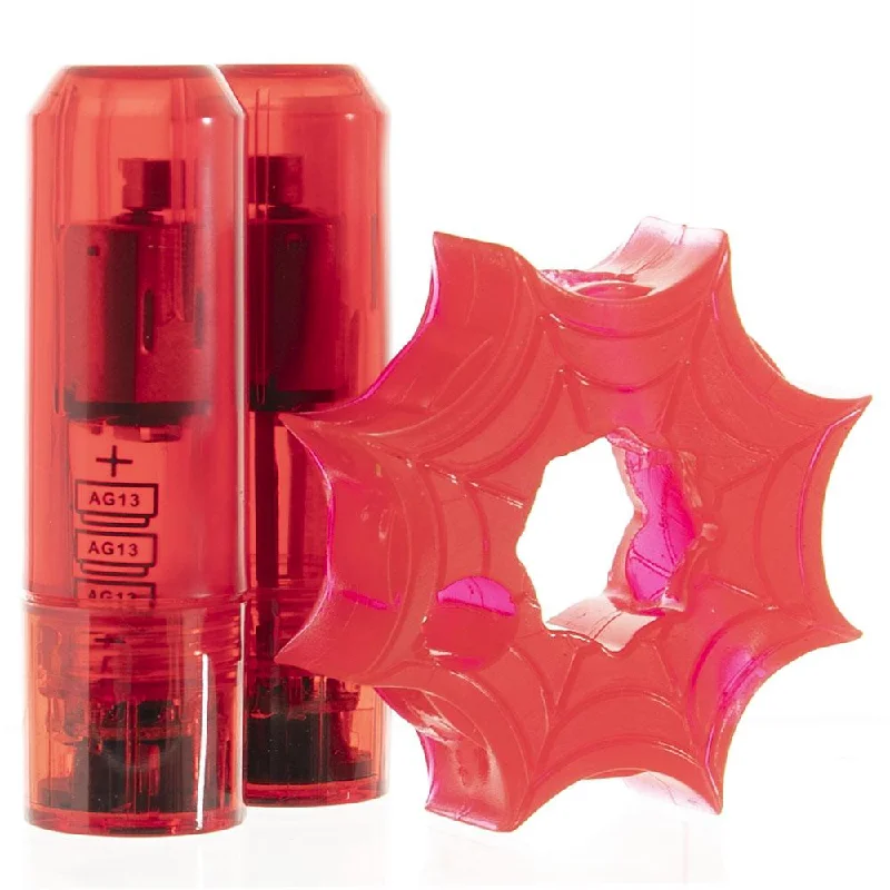 vibrating prostate toy for beginners accessories-The Pleasure Web C-Ring and Bullet Set in Red