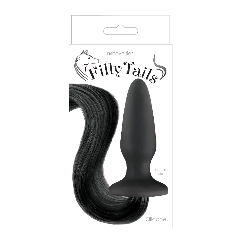 vibrating anal probe for beginners with easy controls accessories-Filly Tails - Black