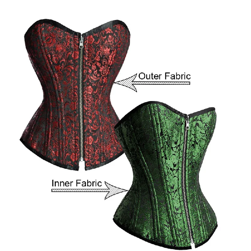 corset with embroidered panels-Edie Reversible Waist Training Corset