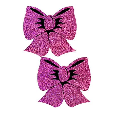 sexy-lingerie-for-light-glam-Pastease Bow: Hot Pink Glitter Bows Nipple Pasties