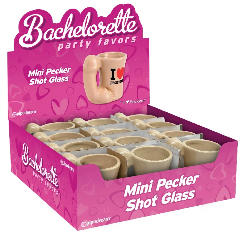 vibrating clitoral stimulator for couples accessories-Bachelorette Party Favors - Mini Pecker Shot  Glass Display - 12 Piece