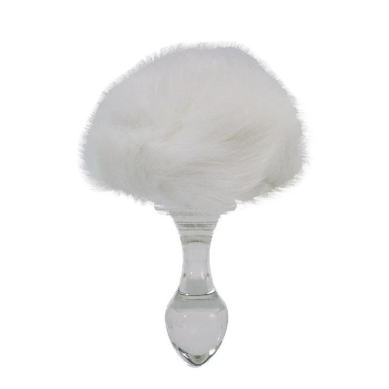 vibrating nipple clamps for increased sensitivity accessories-Crystal Delights Magnetic Bunny Tail  - White