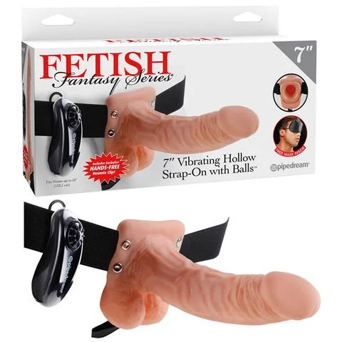 silicone vibrating anal massager for beginners accessories-FETISH FANTASY 7 INCH VIBRATING HOLLOW STRAP ON WITH BALLS FLESH