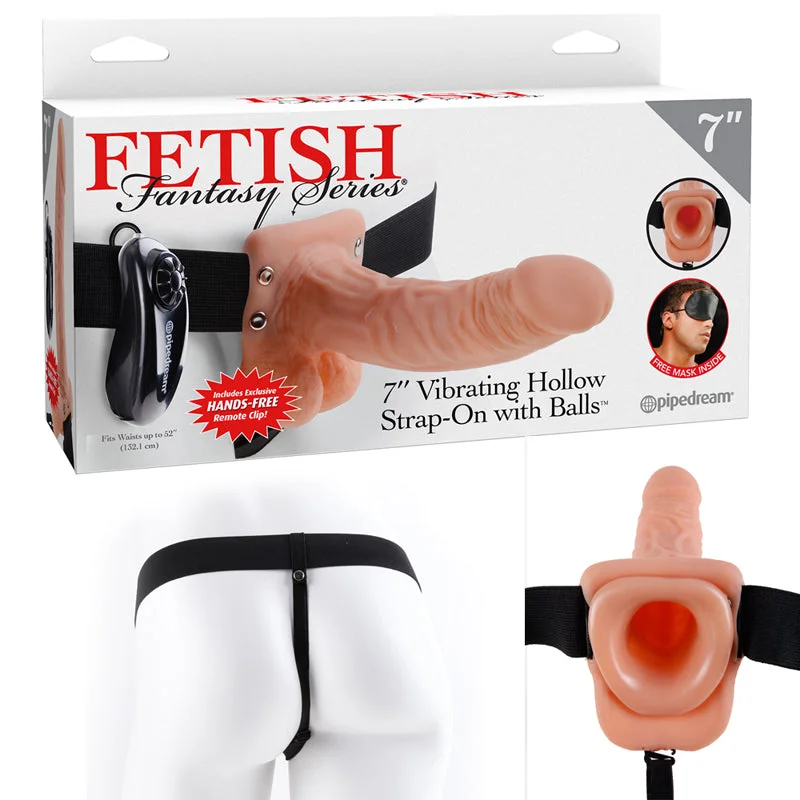 vibrating anal toy for anal play with adjustable speed accessories-Fetish Fantasy Series 7-Inch Vibrating Hollow Strap-on With Balls - Flesh