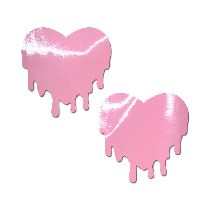 sexy-lingerie-with-satin-Pastease Faux Latex Pleather Vinyl Baby Pink Melty Heart Nipple Pasties