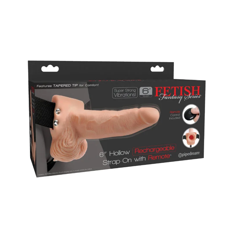 vibrating dildo for deep stimulation accessories-Fetish Fantasy Series 6 Inch Hollow Rechargeable Strap-on With Remote - Flesh