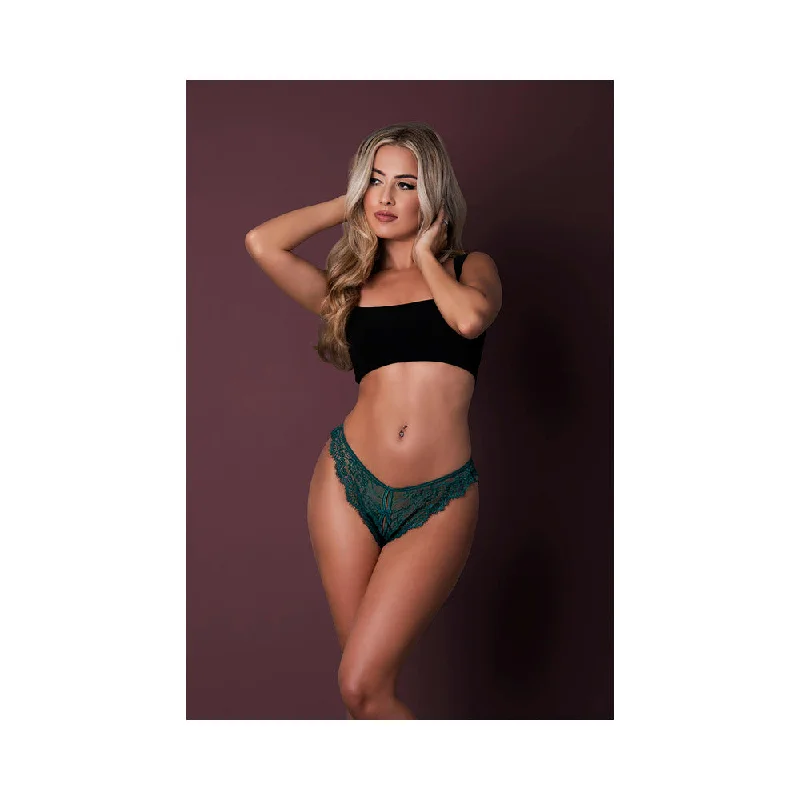 sexy-lingerie-with-embroidered-trim-Magic Silk Evermore Split Crotch Panty Emerald S/M