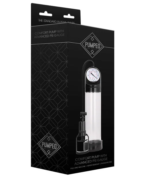 waterproof vibrating dildo with remote accessories-Shots Pumped Comfort Pump W-advanced Psi Gauge - Transparent