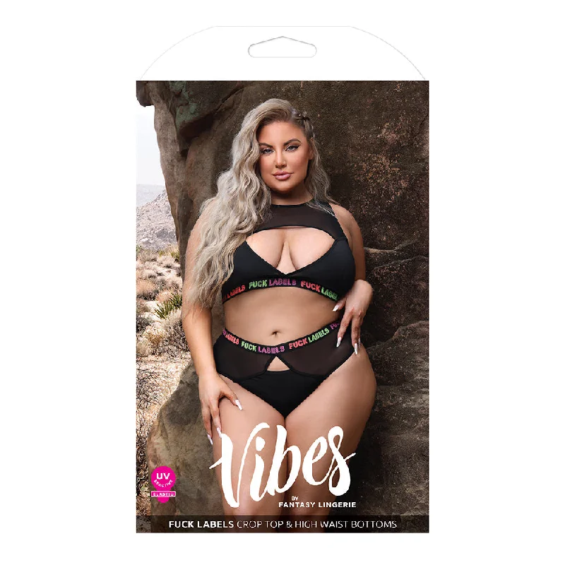 vibrant-sexy-lingerie-colors-Fantasy Lingerie Vibes Fuck Labels Keyhole Top & High-Waist Bottom Black Queen